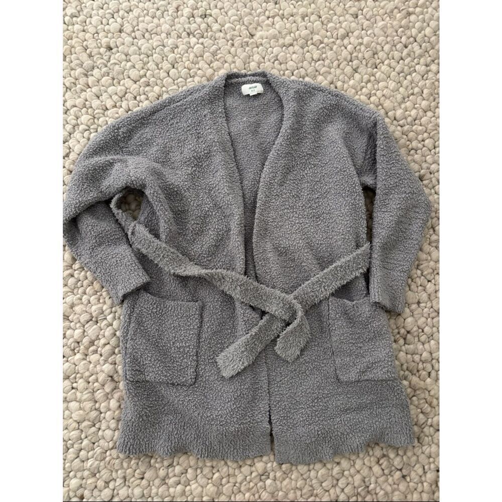 Aerie Cozy Gray Sherpa Belted robe XS